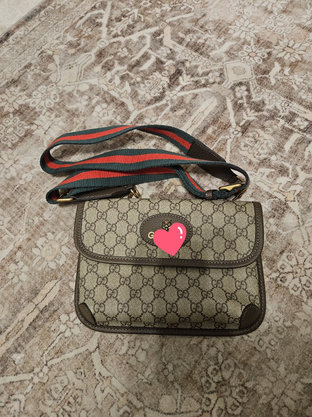 Crossbody Bag with Green/Red Strap